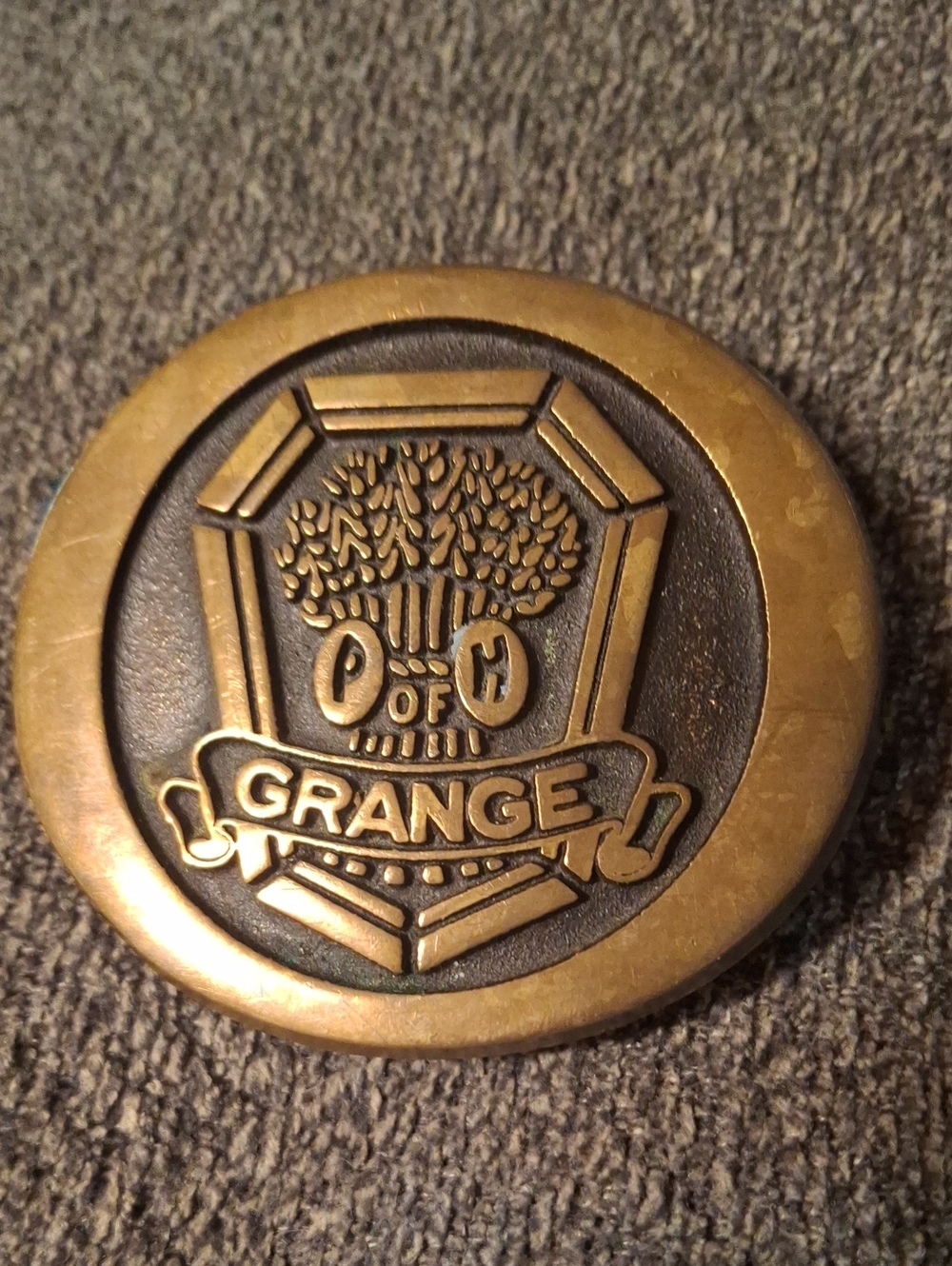 Grange Decorative Belt Buckle Solid Bronze Patrons Of Husbandry Rainbow Metals